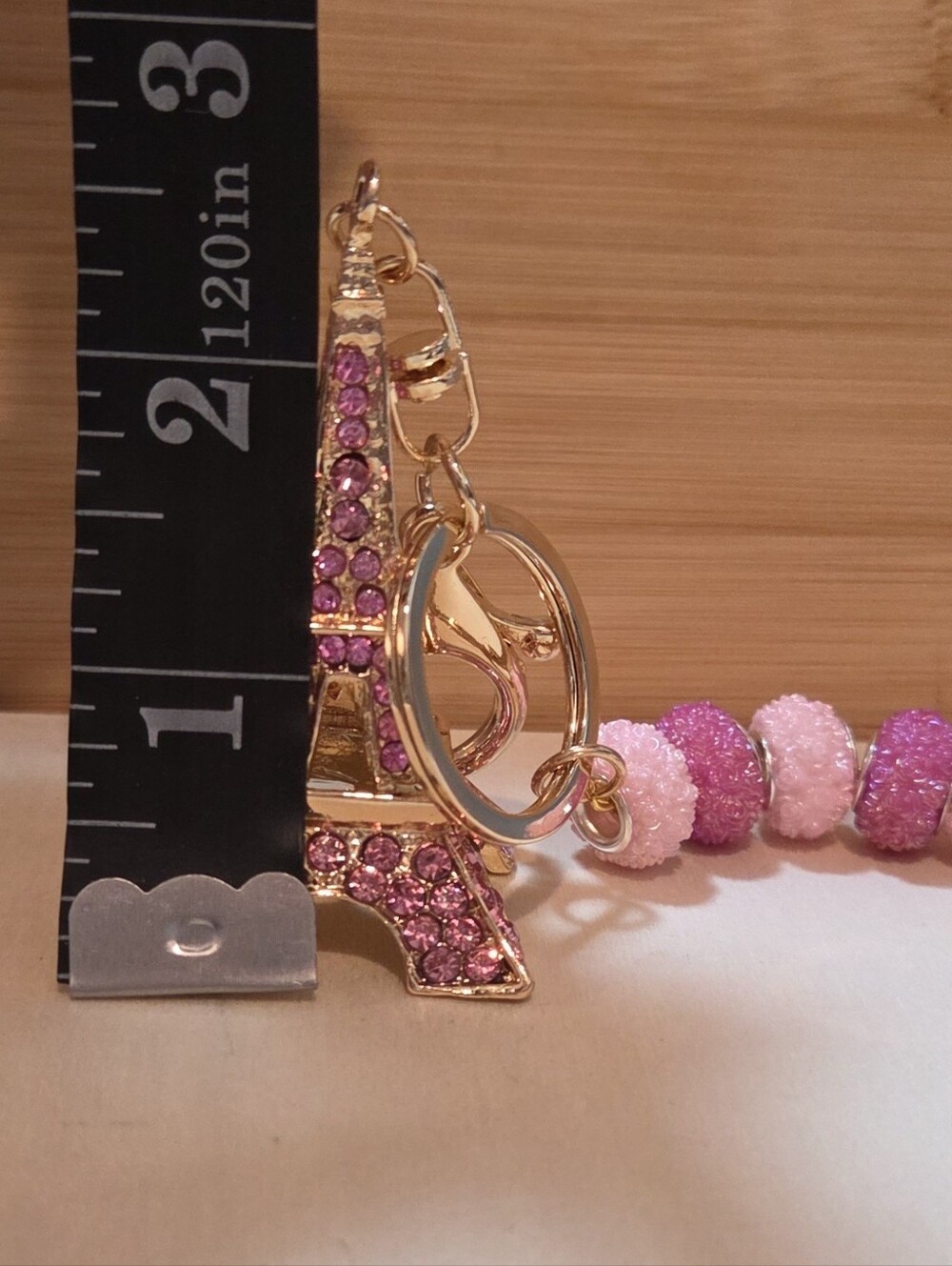 🗼 Sparkly Pink Rhinestone Eiffel Tower Keychain / Purse Charm - Picture 14 of 16